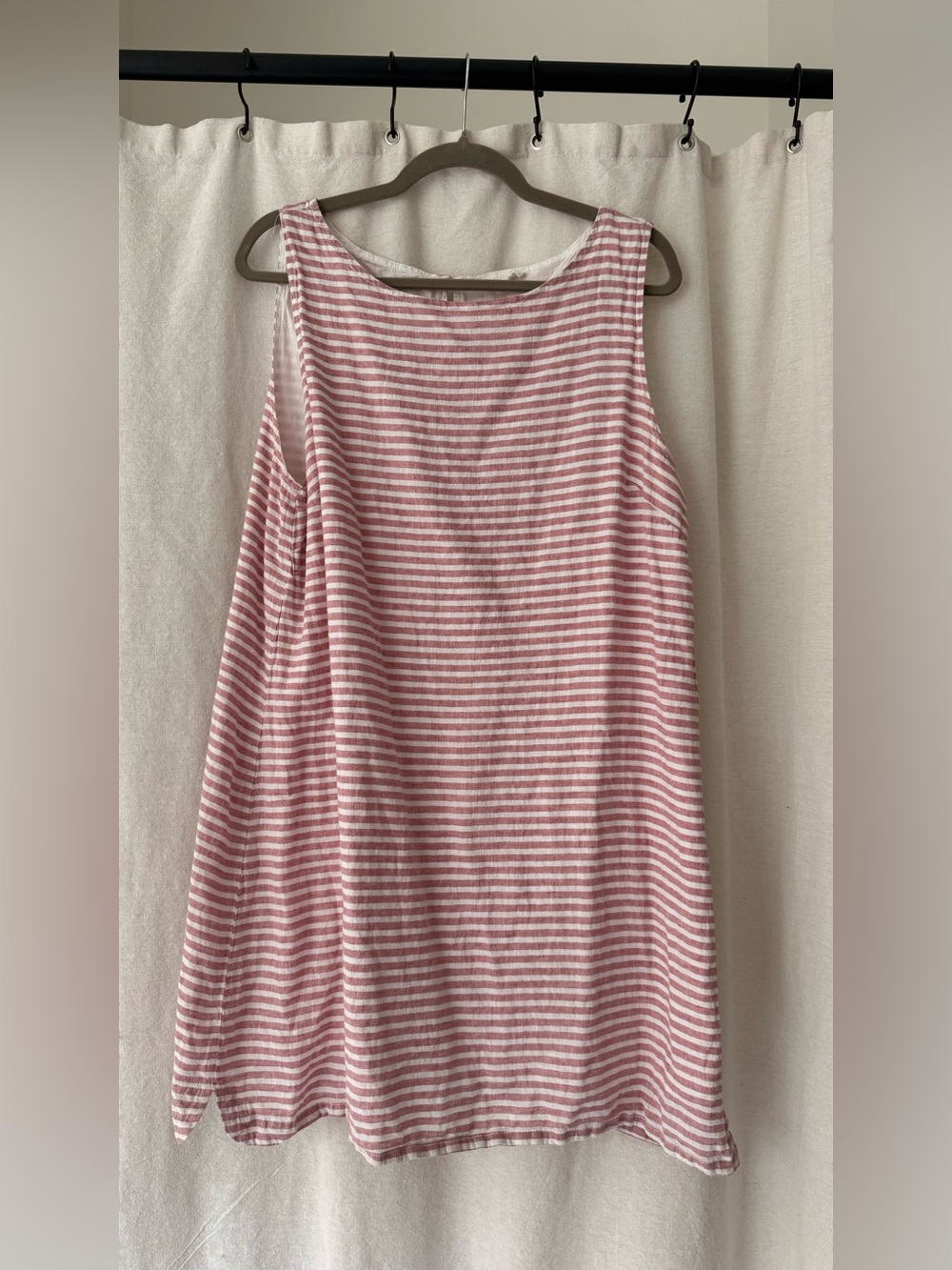 beachlunchlounge Pink and White Striped Sleeveless Dress
